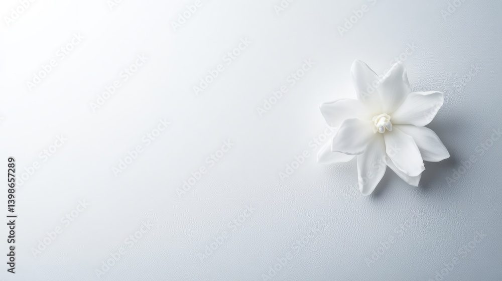 Poster soft, abstract composition showcases the outline of a tuberose flower in delicate lines against a ge
