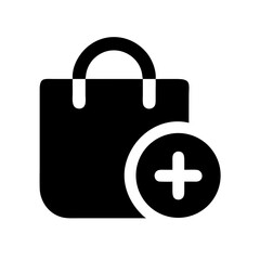 shopping bag add glyph  vector flat icon