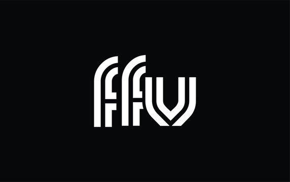 FFV Creative Unique Modern Letter Logo Design. Stylized logo featuring a unique letter design, presenting abstract minimalist aesthetics and modern appeal.