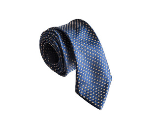 a blue tie rolled up