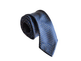 a blue tie rolled up