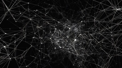 Subtle glowing lines interconnected dots forming a soft flowing digital pattern on a black background ideal for tech data and AI visuals