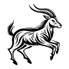 Impala Antelope Silhouette Leaping, Elegant Horns, Wild Animal, Wildlife, Black Design