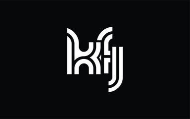 KFJ Creative Unique Modern Letter Logo Design. Stylized logo featuring a unique letter design, presenting abstract minimalist aesthetics and modern appeal.