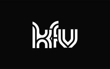 KFV Creative Unique Modern Letter Logo Design. Stylized logo featuring a unique letter design, presenting abstract minimalist aesthetics and modern appeal.
