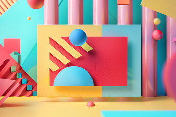 An abstract background with vibrant geometric shapes and bold colors.