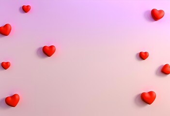 Light Pink Background with Scattered Red Hearts and Confetti