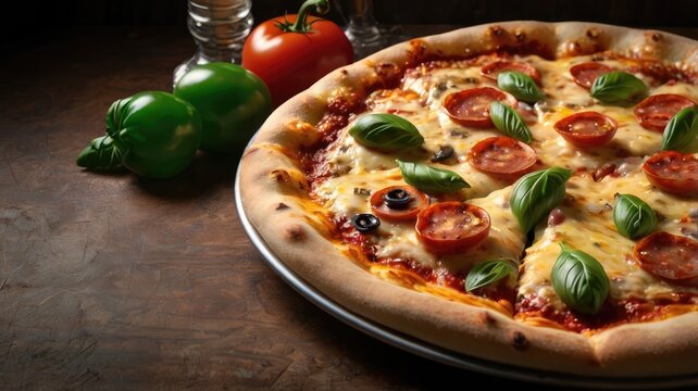 Cheesy pizza close-Up food shot
