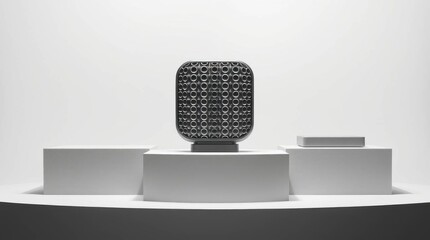 Podium with goods. Illustration