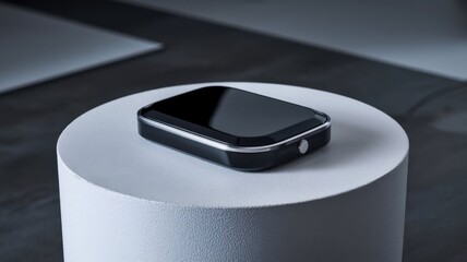 Podium with goods. Illustration