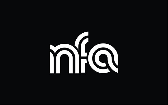 NFA Creative Unique Modern Letter Logo Design. Stylized logo featuring a unique letter design, presenting abstract minimalist aesthetics and modern appeal.