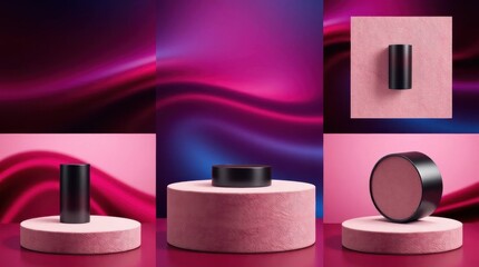 Podium with goods. Illustration