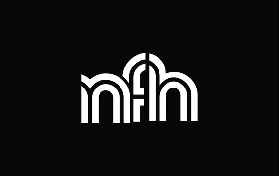 NFH Creative Unique Modern Letter Logo Design. Stylized logo featuring a unique letter design, presenting abstract minimalist aesthetics and modern appeal.