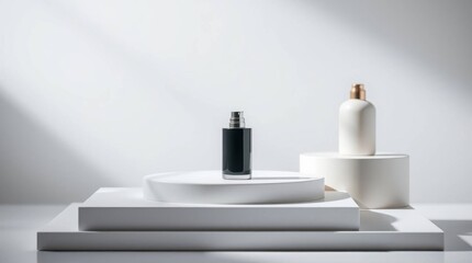 Podium with goods. Illustration