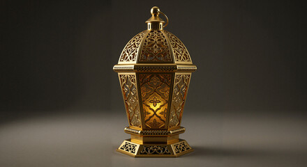 Ornate lantern glowing softly against a dark background  