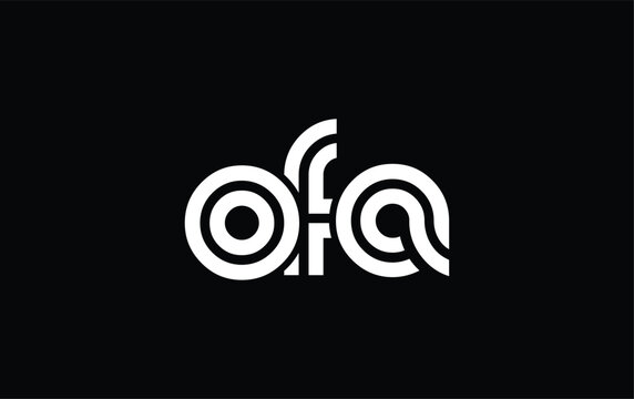 OFA Creative Unique Modern Letter Logo Design. Stylized logo featuring a unique letter design, presenting abstract minimalist aesthetics and modern appeal.