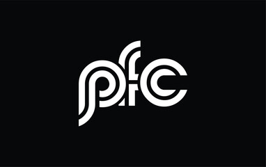 PFC Creative Unique Modern Letter Logo Design. Stylized logo featuring a unique letter design, presenting abstract minimalist aesthetics and modern appeal.