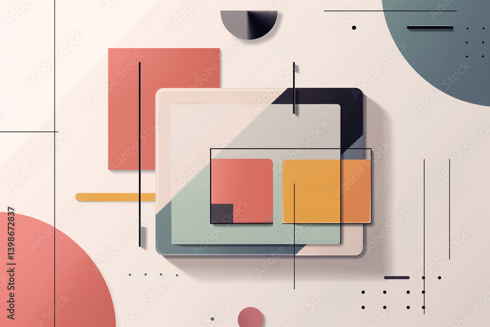 Aufkleber an abstract background with modern minimalist design elements.