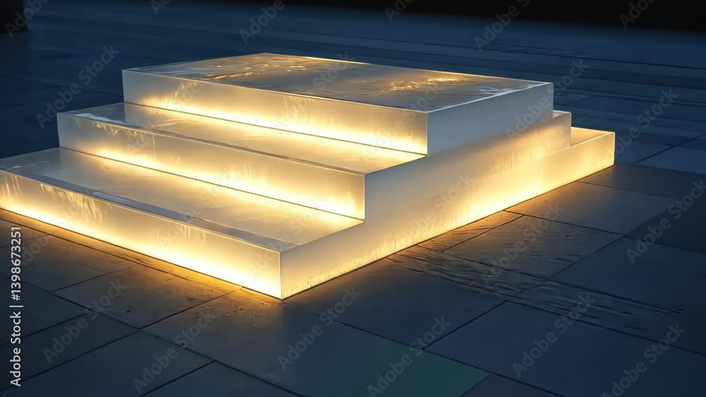 Poster illuminated steps create a stunning visual contrast in an urban setting at dusk generative ai