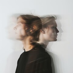 Mental health, insanity and schizophrenia. Two personality’s in one mind. Confused people disturbed by events.