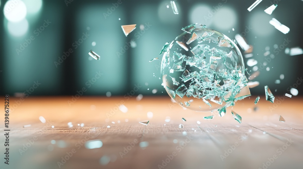 Poster a close-up shows a shattered glass sphere in mid-air, with reflections highlighting its fragments, s
