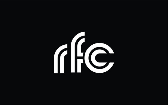 RFC Creative Unique Modern Letter Logo Design. Stylized logo featuring a unique letter design, presenting abstract minimalist aesthetics and modern appeal.