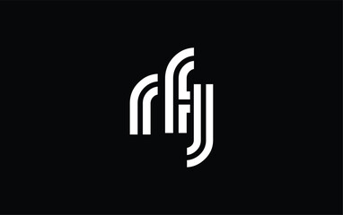 RFJ Creative Unique Modern Letter Logo Design. Stylized logo featuring a unique letter design, presenting abstract minimalist aesthetics and modern appeal.