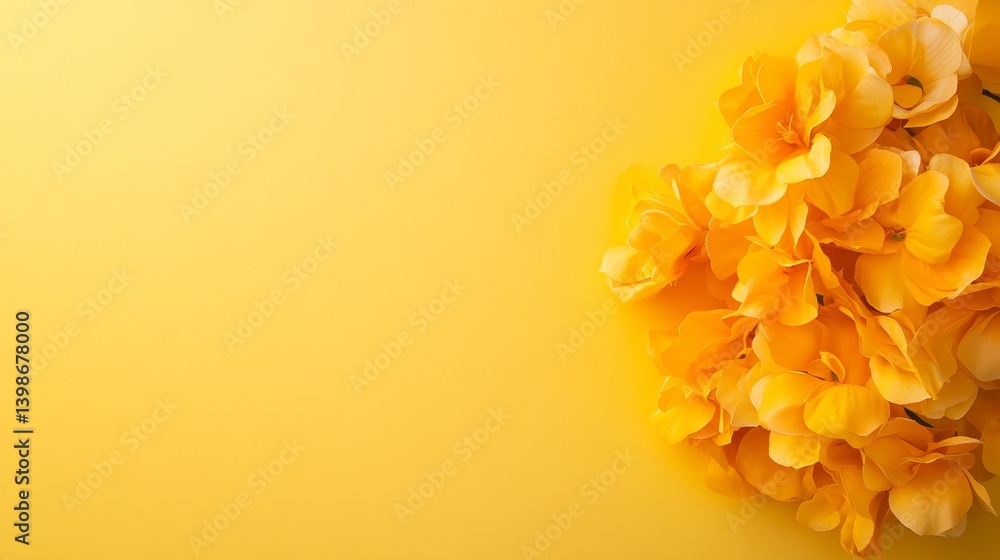Poster Close-up of a vibrant cluster of flowers captured in soft natural light with a shallow depth of field, highlighting nature's beauty and providing copy space
