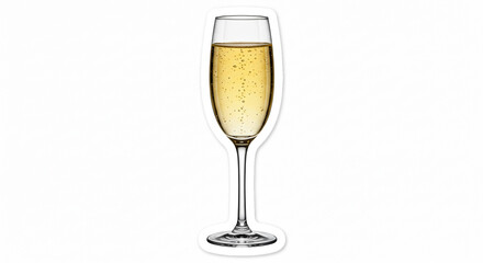 A celebratory champagne flute filled with sparkling golden bubbles, perfect for toasting a special occasion with bright, clear lighting against a clean white background.