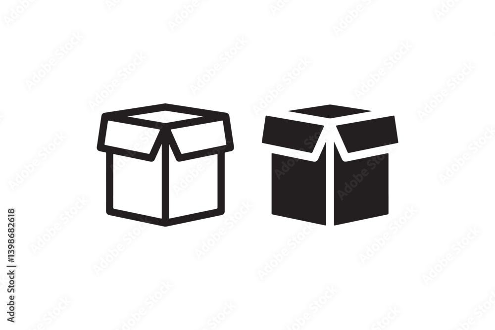 Poster black and white open box icons vector vector