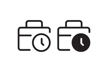 Work time icons with briefcase and clock Vector