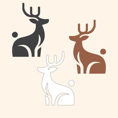 Minimalist deer silhouette vector set featuring clean, modern flat designs—ideal for nature logos, outdoor brands, wildlife themes, and contemporary branding projects.