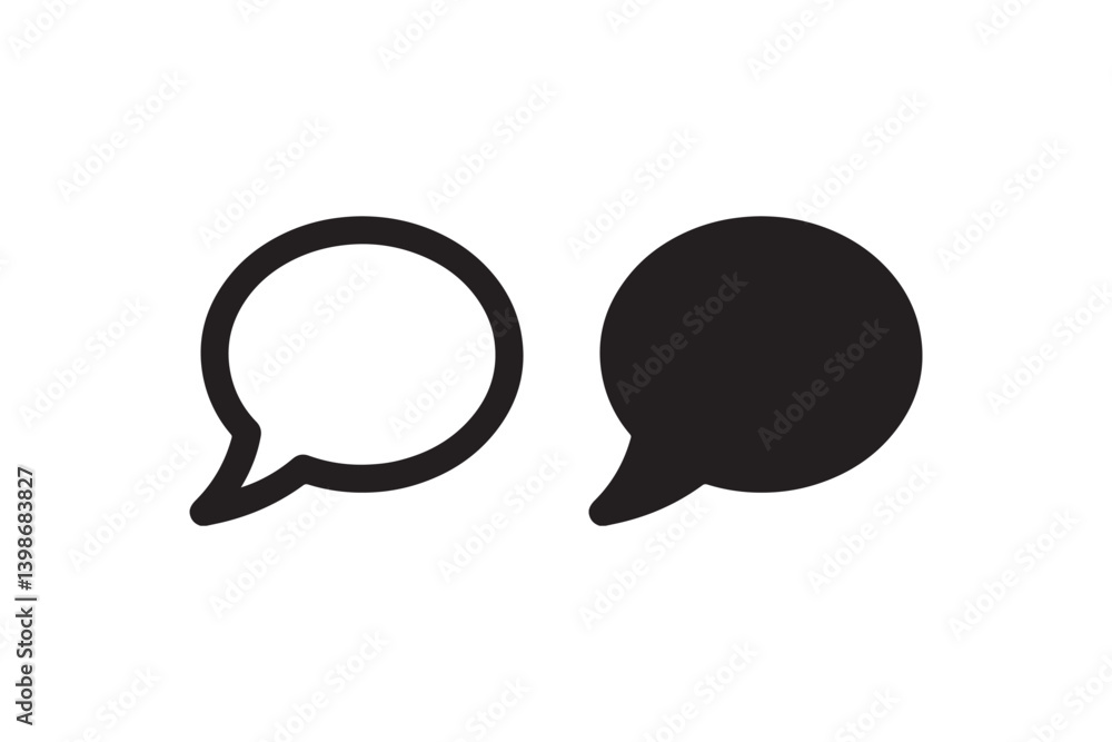Poster speech bubble icons in outline and solid style vector