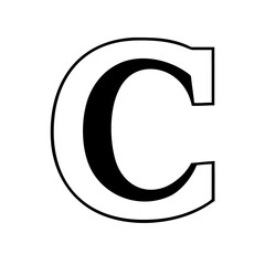 Letter C: A bold, clean depiction of the letter "C", rendered with a sleek design. This graphic presents a versatile element for communication and creative projects.