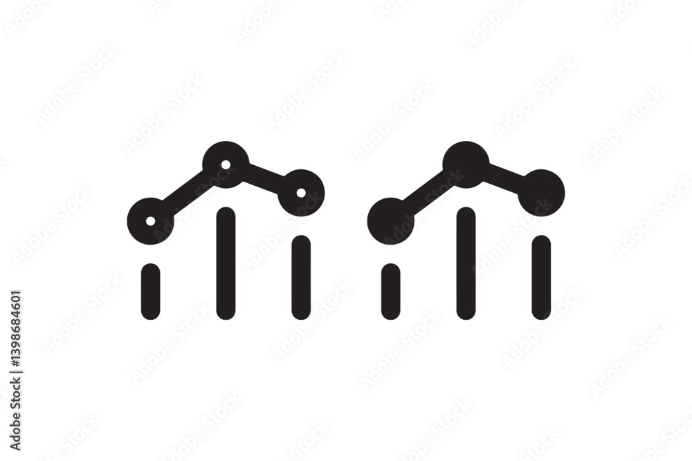 Poster bar and line chart icon for data analysis vector