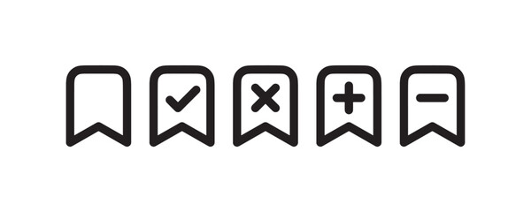 Bookmark action icons with symbols Vector