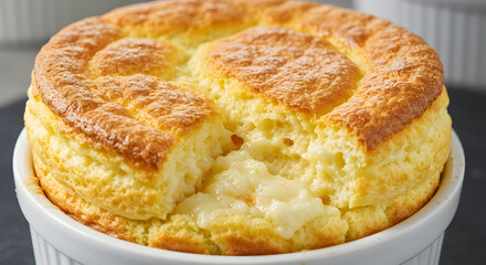 Delicious Golden Cheese Souffl? with a Decadent Creamy Center Ready To Eat