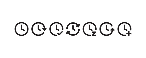 Clock and time management icon set Vector