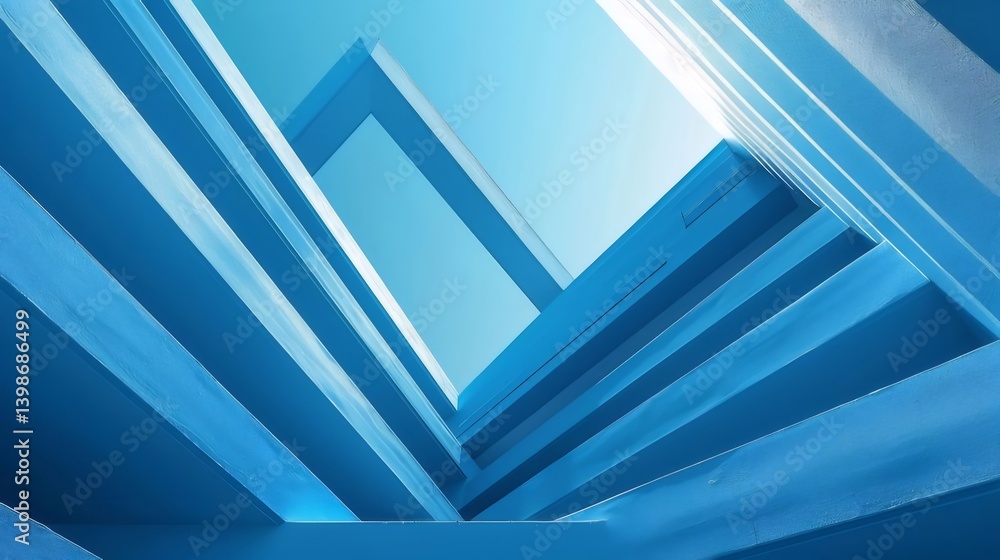 Poster abstract blue geometric design with diagonal lines and angles in a modern architectural structure