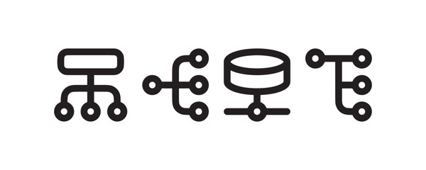 Network structure and data hierarchy icons Vector