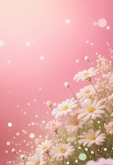 Fototapeta premium Soft floral pink background with delicate flowers, perfect for greeting cards, banners and ads