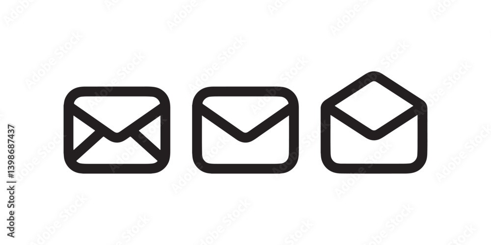 Poster email and envelope icon set for communication vector