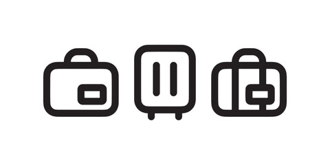 Minimal suitcase and travel bag icons set Vector