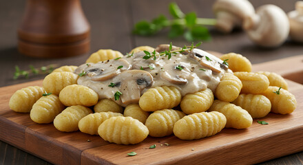 Gluten Free Gnocchi with Creamy Mushroom Sauce Delicious Culinary Dish