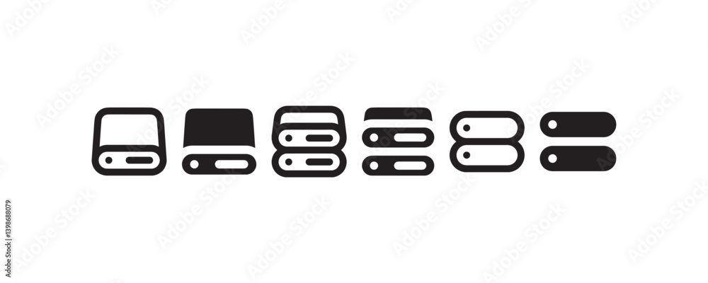 Poster hard drive and data storage icon set vector