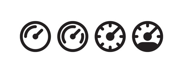Speedometer gauge icons for performance and speed Vector