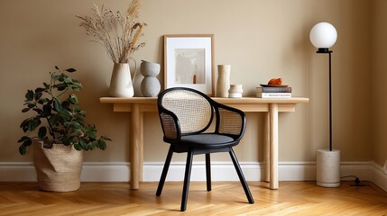 Stylish home decor with wooden furniture