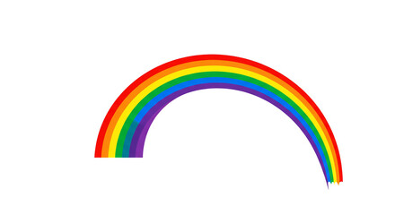 A vibrant rainbow arc symbolizing hope and promise after the storm, depicted in bold, saturated colors against a stark white background.