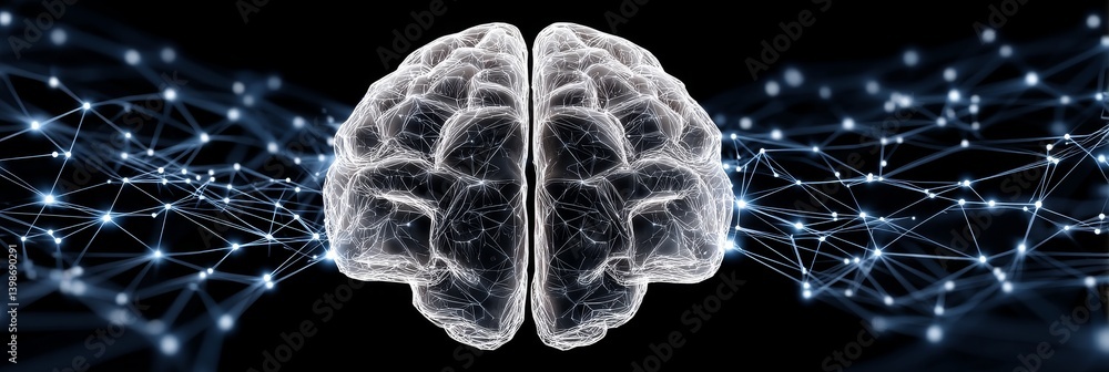 Poster brain neural network representation - human brain, neural pathways, technology, connection, intellig