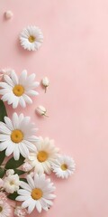Soft floral pink background with delicate flowers, perfect for greeting cards, banners and ads